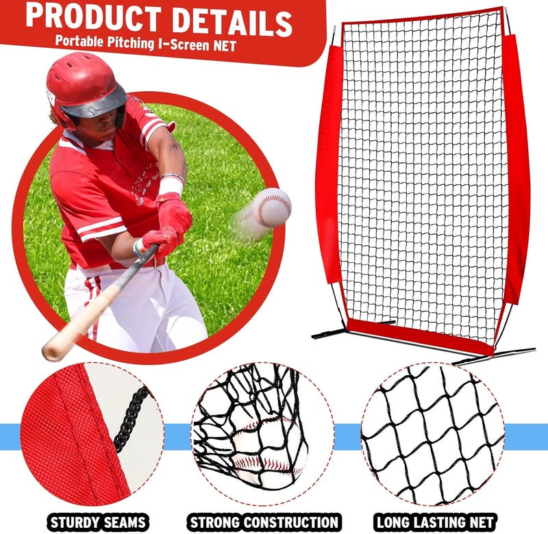 Seenelling 4 x 7 ft Portable Baseball & Softball Pitching Net Replacement Baseball Pitcher Protection, Batting Practice Pitching Screen, Only Net Not Have Frame - Image 3